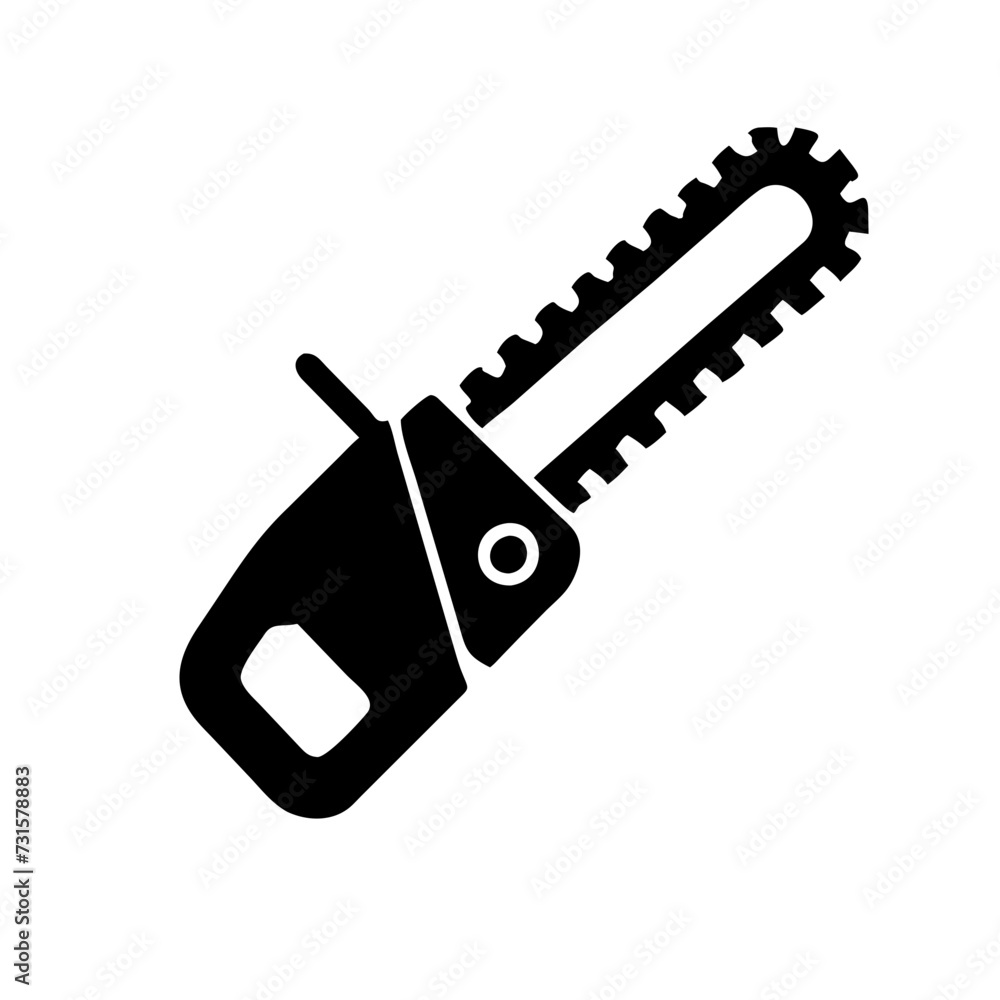 Black silhouette vector of an electric chainsaw tool vector art design. Black silhouette vector of an electric chainsaw tool vector art design.
