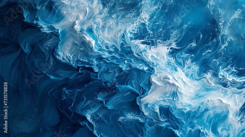 Fényképezés Fluid brushstrokes and shades of blue evoke the ebb and flow of ocean waves