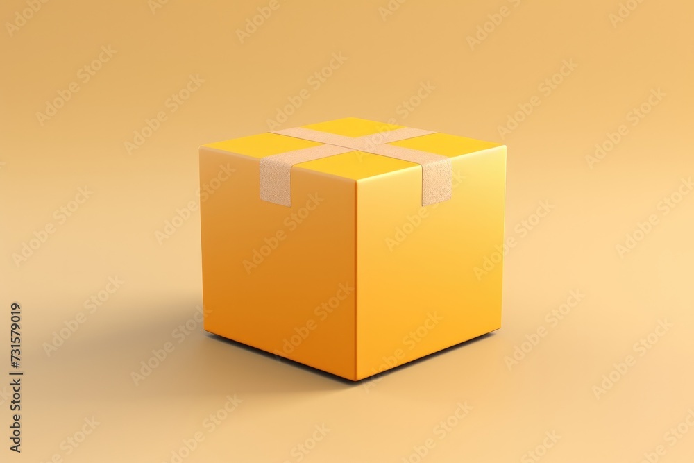Obraz premium Little cardboard shipping box 3D render icon isolated on clean studio background