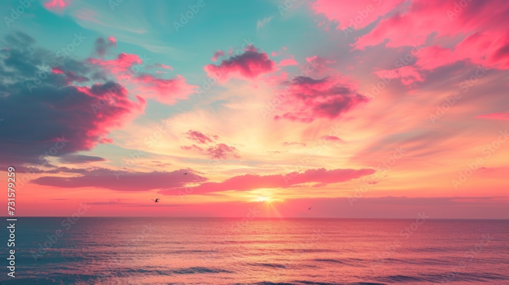 Muted tones of pink and orange mimic a romantic sunset sky. Muted tones of pink and orange mimic a romantic sunset sky.