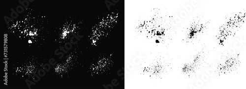 Grunge texture graffiti abstract brush stroke black and white painted splatter background set. Bundle of paint brush stroke