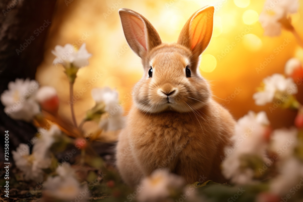 Obraz premium Easter bunny in the grass Generation AI