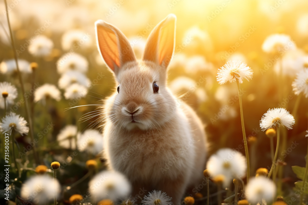 Fototapeta premium Easter bunny in the grass Generation AI