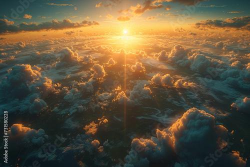 Sunrise and clouds viewed from the sky