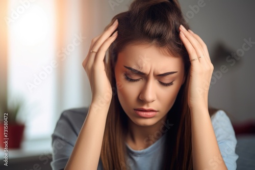 shot of a young woman holding her head in pain during an anxiety attack