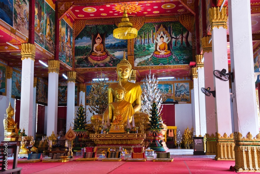 Buddhist Tempel in Laos Vientiane. Place of worship and calmness. Monk working place. Asia, House, Prayer
