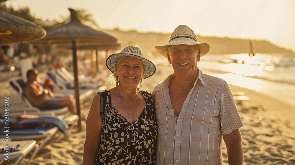 Coastal Companions Serene Portrait of a Senior Couple on the Beach