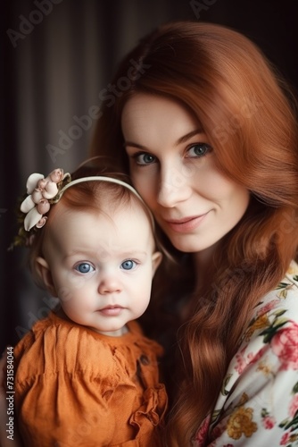 portrait of young mother and her baby girl