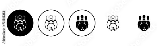 Bowling icon set. bowling ball and pin icon. bowling pins