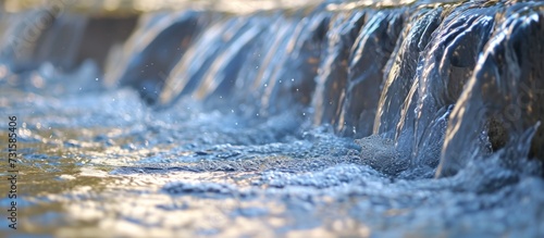 A stunning close-up of a natural waterfall in a river, showcasing the beauty of fluvial landforms and the power of cascading water.