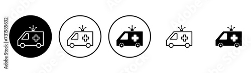 Ambulance icon set. ambulance truck icon vector. ambulance car