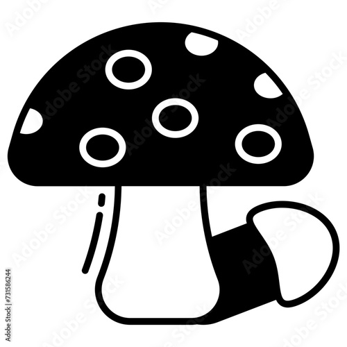 Amanita muscaria glyph and line vector illustration