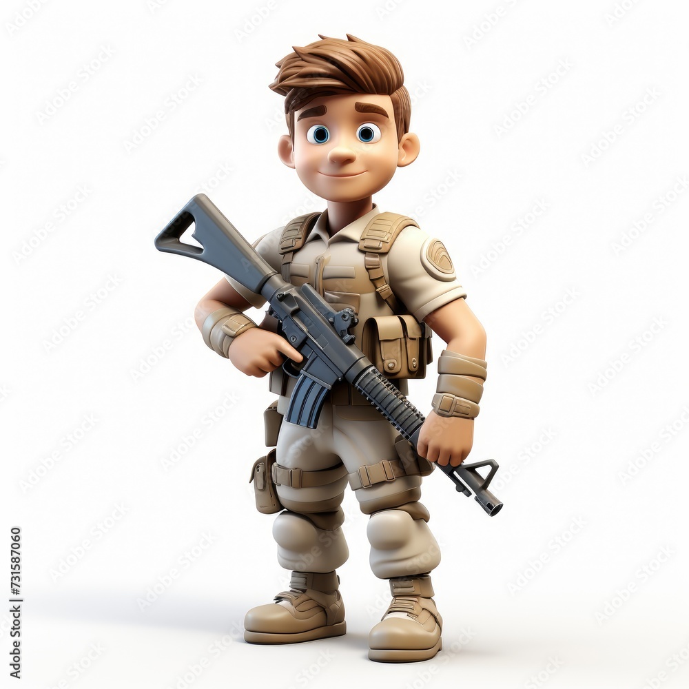 Three Dimensional Cartoon Military Figure Three Dimensional Cartoon Military Figure