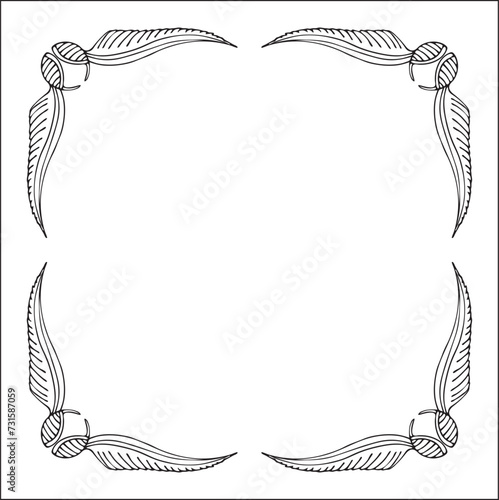Elegant black and white monochrome ornamental border for greeting cards, banners, invitations. Vector frame for all sizes and formats. Isolated vector illustration.