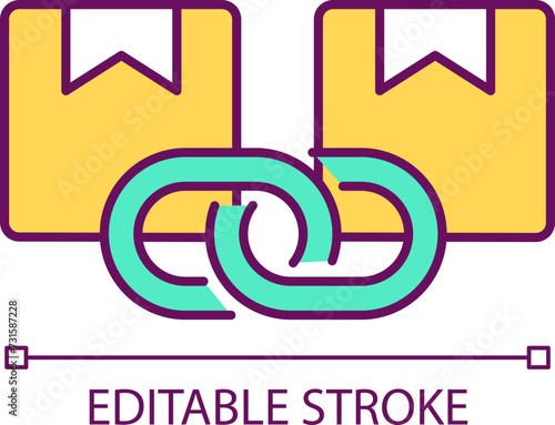 Joint supply of goods RGB color icon. Mutually beneficial production. Production of one good results in production of another. Isolated vector illustration. Simple filled line drawing. Editable stroke