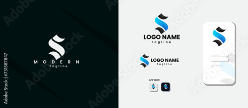 S letter logo design. S logo vector. Lettering design. Typography. Business. Font. Premium template. S letter. Finance. Script. Blue. Icon