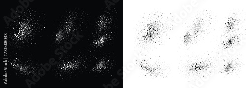 Ink splatter abstract black and white grunge brush stroke blood vector banner collection. Horror set of black and white bloody grunge ink brush vector stain scary bloodstain collection