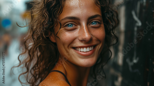 Radiant Beauty Close-Up Portrait of a Woman with a Captivating Smile © silvia