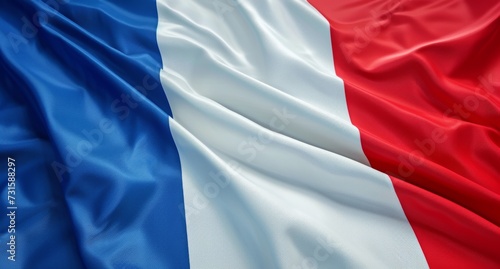 France flag. French flag background. French flag blowing in the wind.