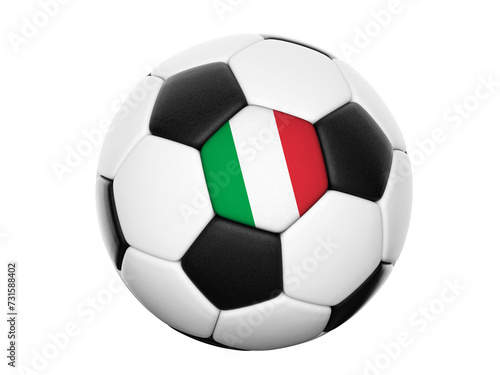 Football soccer ball with colours of Italy isolated on transparent white background