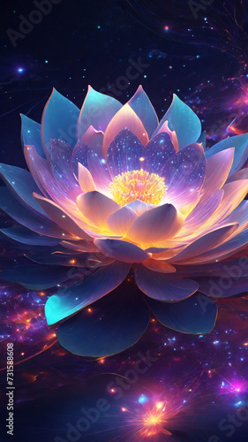shine lotus flower with fractal background