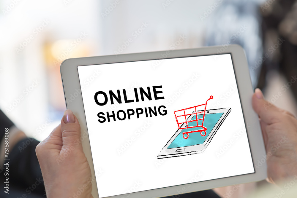 Online shopping concept on a tablet Online shopping concept on a tablet