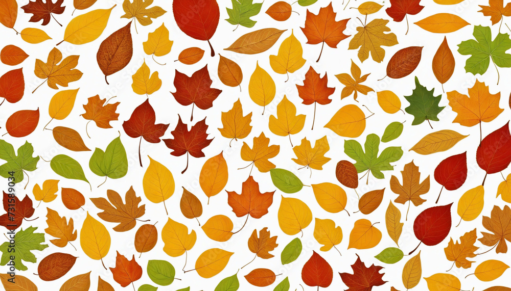 Set and collection of beautiful autumn leaves isolated on white background with clipping path. Full Depth of field. 