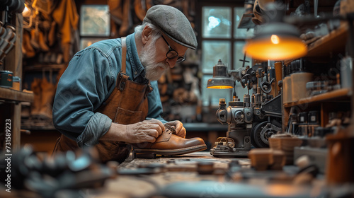 Crafting Excellence A Senior Shoemaker in His Element