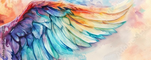 Colorful Wing Painting on White Background