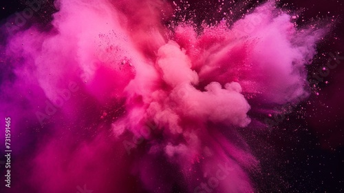 Pink and Purple Cloud of Smoke on Black Background