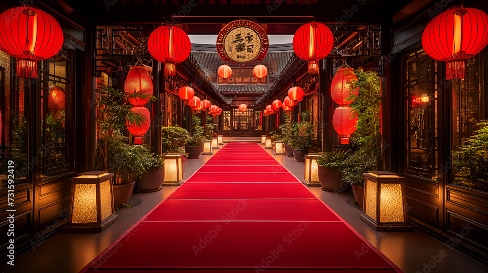 Festive Ambiance: Real Scene Photography of Chinese Indoor Restaurant During Spring Festival