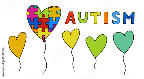Autism awareness day. Autistic spectrum disorder landscape poster.