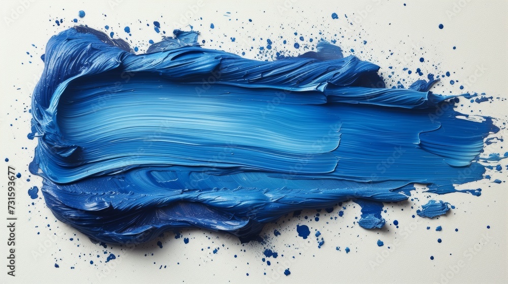 Close-Up of a Blue Paint Smudge on a White Surface