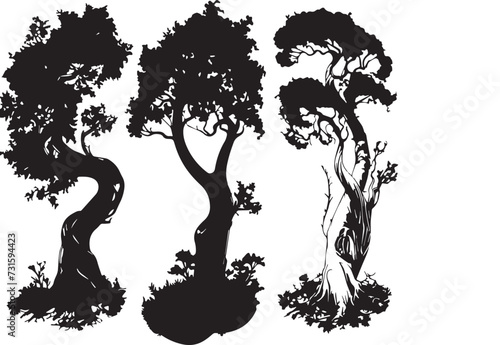 Set Trees. Hand drawn vector illustration 