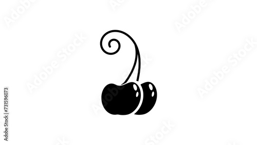 cherry emblem, black isolated silhouette