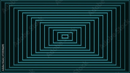 neon lights. Seamless loop, endless concentric rectangle lines.