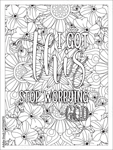 Fototapeta Naklejka Na Ścianę i Meble -  Abstract background flower pattern in black and whiteflower coloring pages and Motivational quotes coloring page with mandala background.