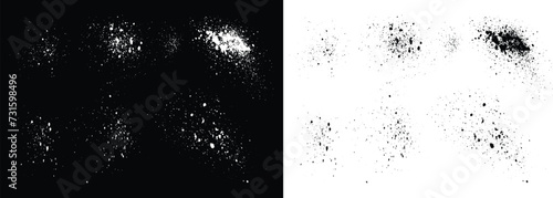 Collection of watercolor black and white paint brush stroke drop blood splatter vector. Handmade black and white vector paint different grunge brush stroke blood ink splatter background set