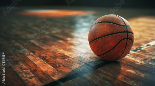 Basketball Sitting on Top of Wooden Floor © cac_tus