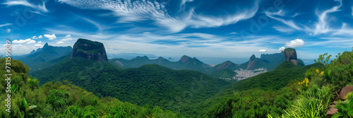 View on mountains from Corcovado, Rio de Janeiro, Brazi. Travelling concept photo
