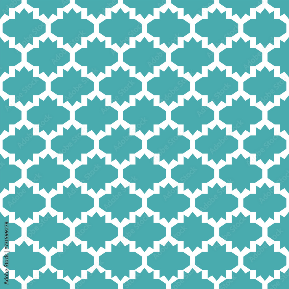 Seamless pattern with teal geometric Moroccan tiles Seamless pattern with teal geometric Moroccan tiles