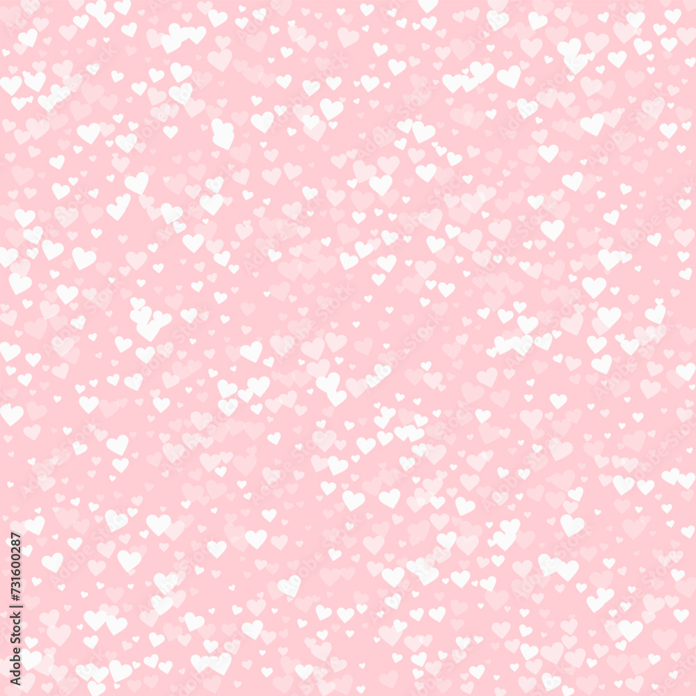 White hearts scattered on pink background.