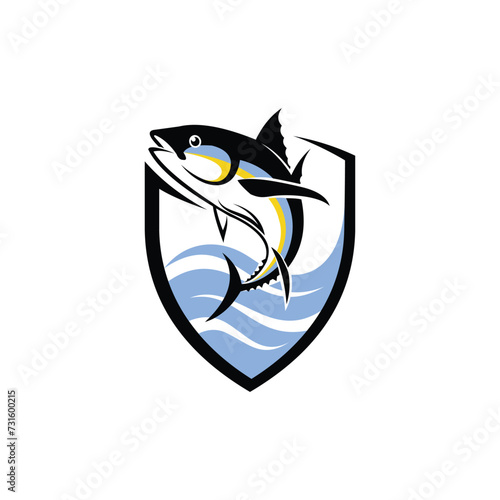 Tuna bluefin logo with shield concept