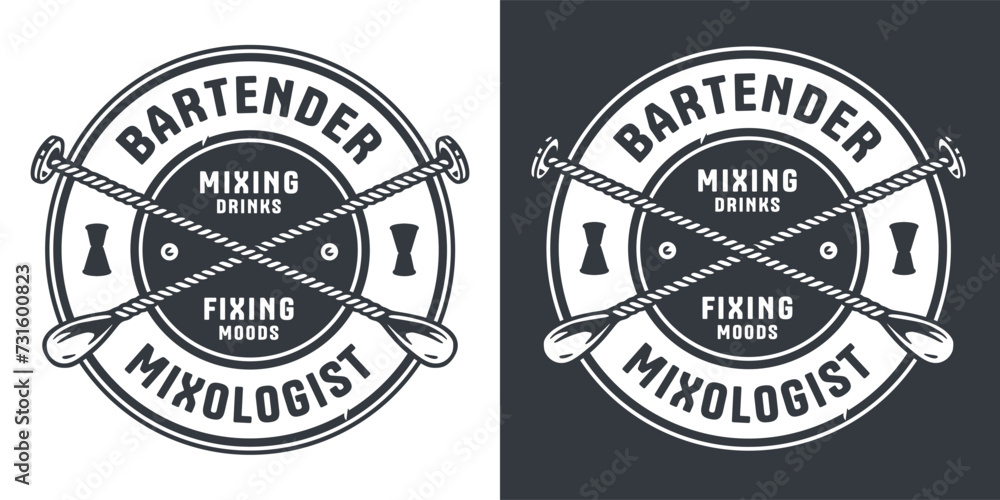 Fototapeta premium Bar spoons for bartending. Chromed metal muddler spoons or cocktail tool for barman or bartender