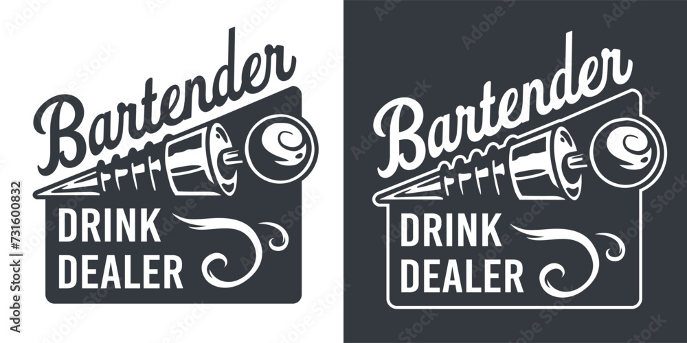 Fototapeta premium Bartender bottle stopper for bartending. Mixologist or barman logo with stopper or cocktail bar tool