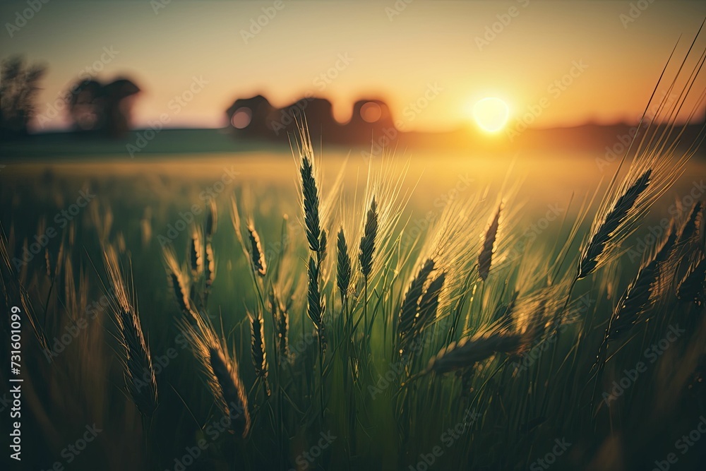 AI generated illustration of a reed field - obrazy, fototapety, plakaty 