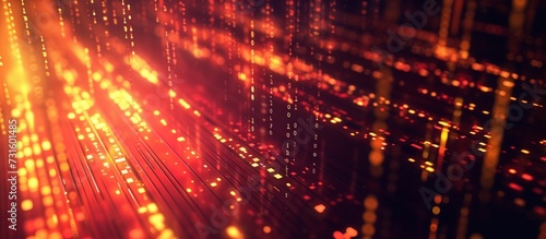 Data Stream Dynamics: The Flow of Binary Code in the Digital Age of Cyber Technology and Connectivity. A Red-Hued Matrix of Information Encryption and Software Programming Coming to Life.