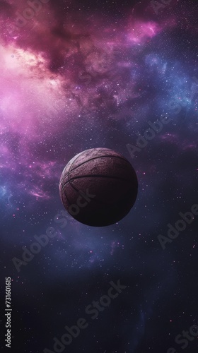 Basketball Flying Through the Air in Front of Galaxy Background © cac_tus