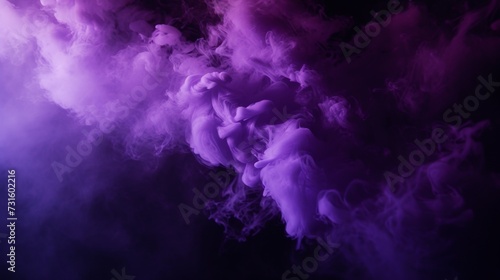 Purple Smoke Cloud Against Black Background