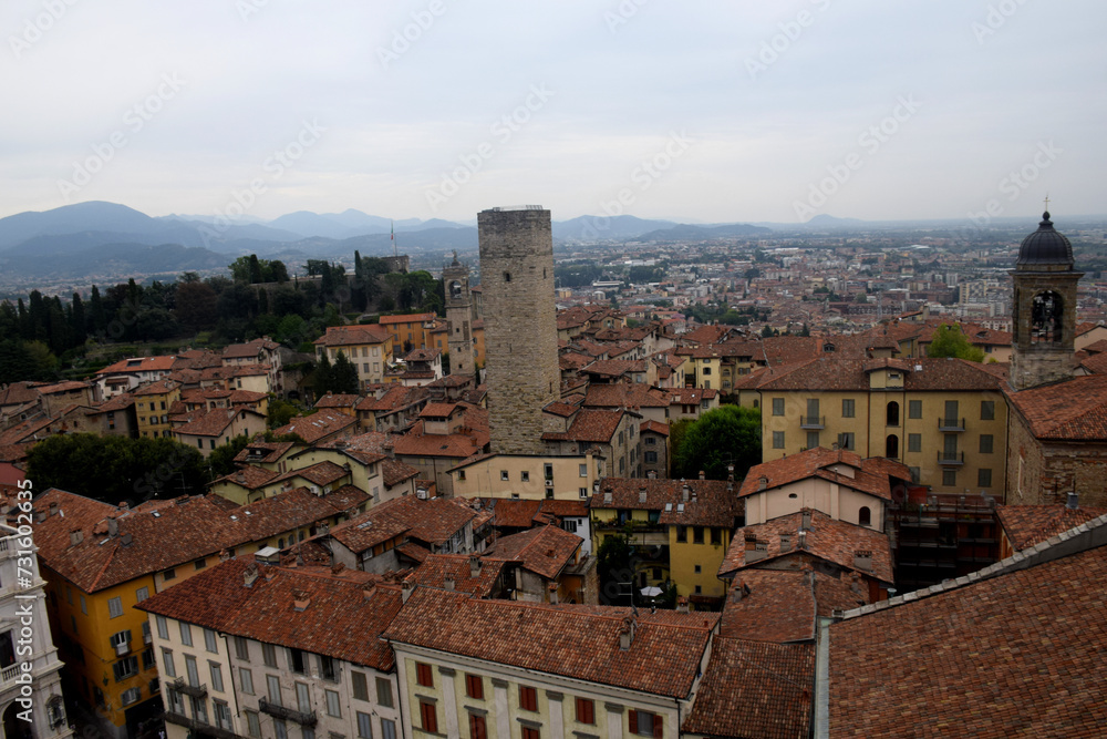 high City of Bergamo panorama